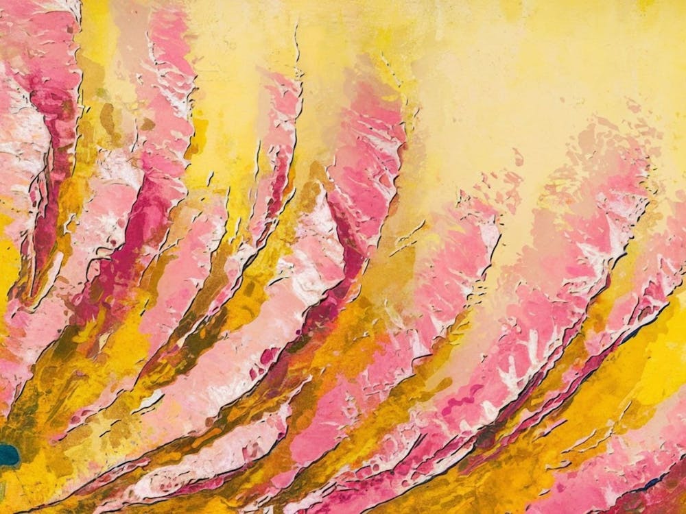 Abstract Wall Art Vibrant Pink & Gold Energy Print