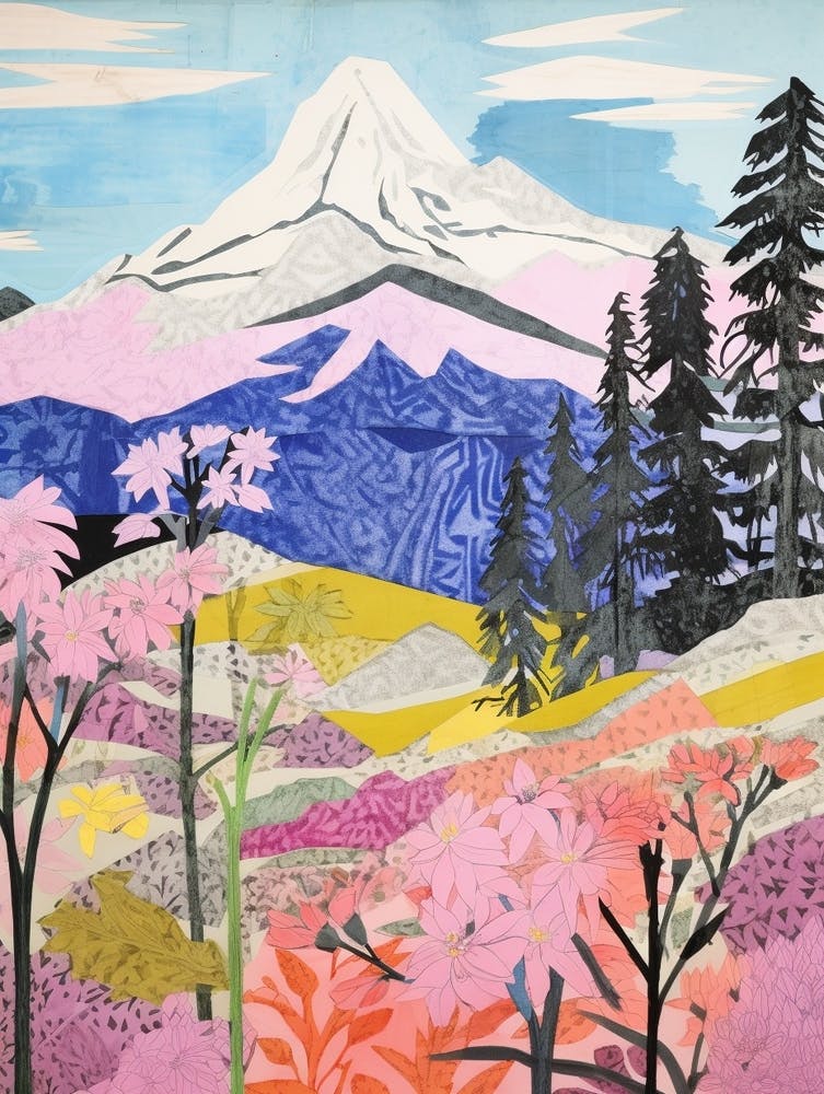 Mount Baker United States 3 Colourful Mountain Illustration