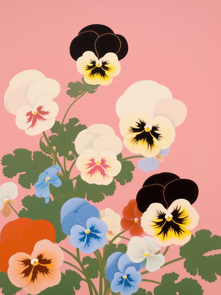 Pansies Flower Big Bold Illustration 4