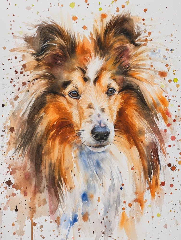 Shetland Sheepdog Watercolor Painting 4