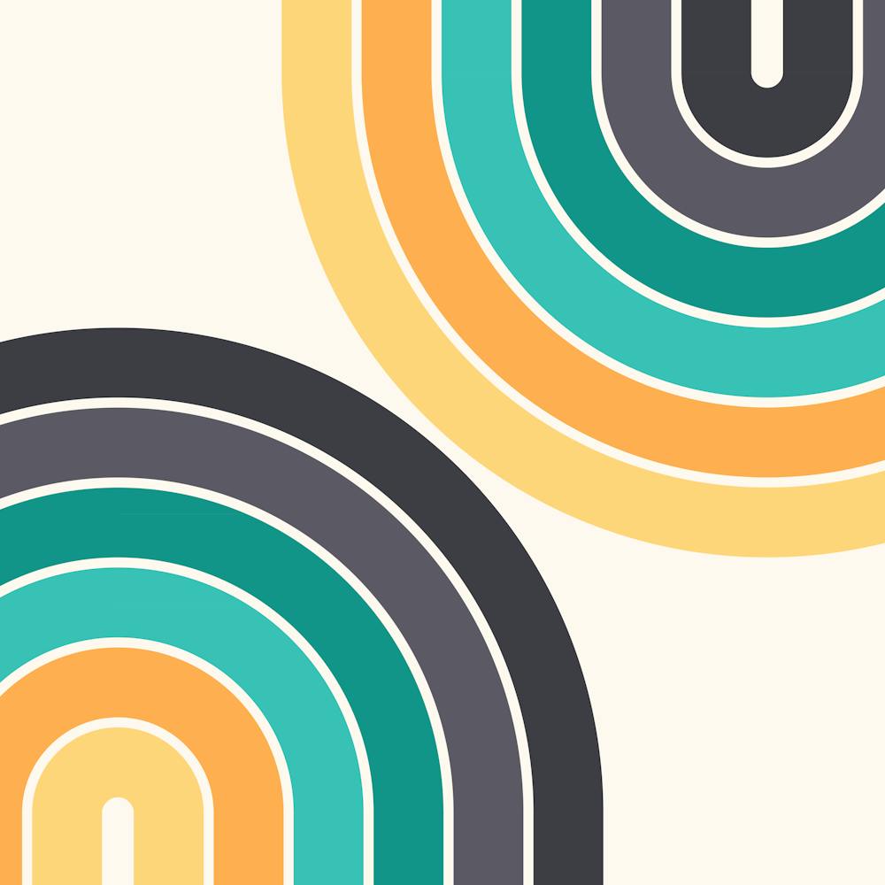 Midcentury Modern Geometric Rainbow C10 In Aesthetic Teal Grey Gold 02