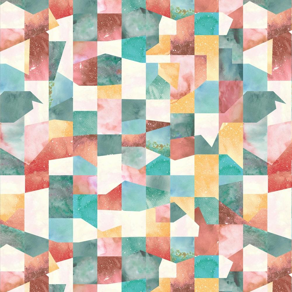 Collage Texture Shapes Green Red Square