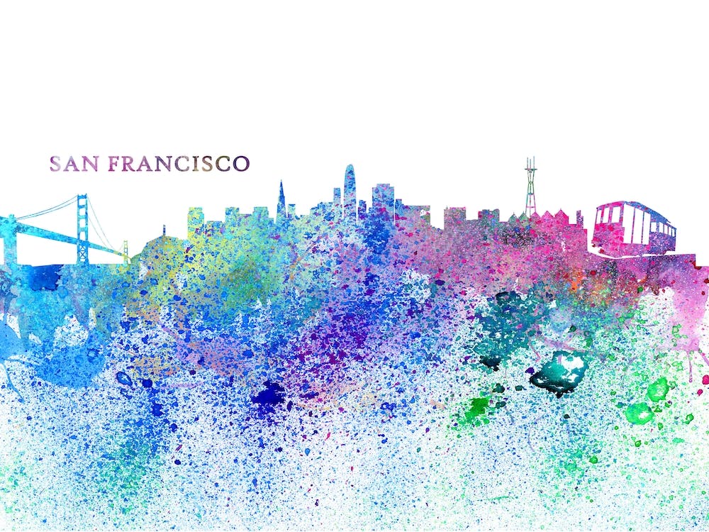San Francisco California Skyline Splash