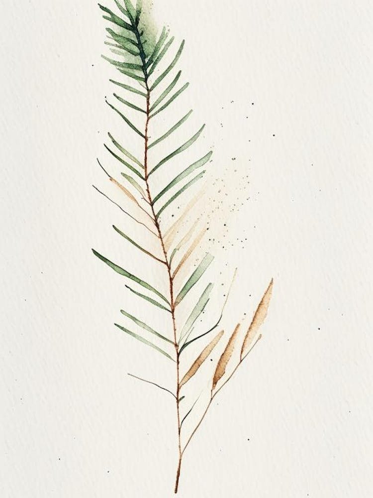 Feuille de Pin Aquarelle Minimaliste
