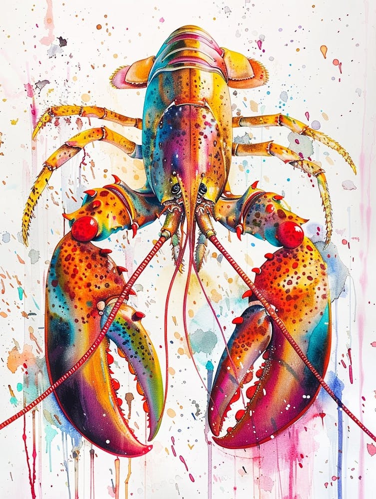 Lobster Colourful Watercolour 2