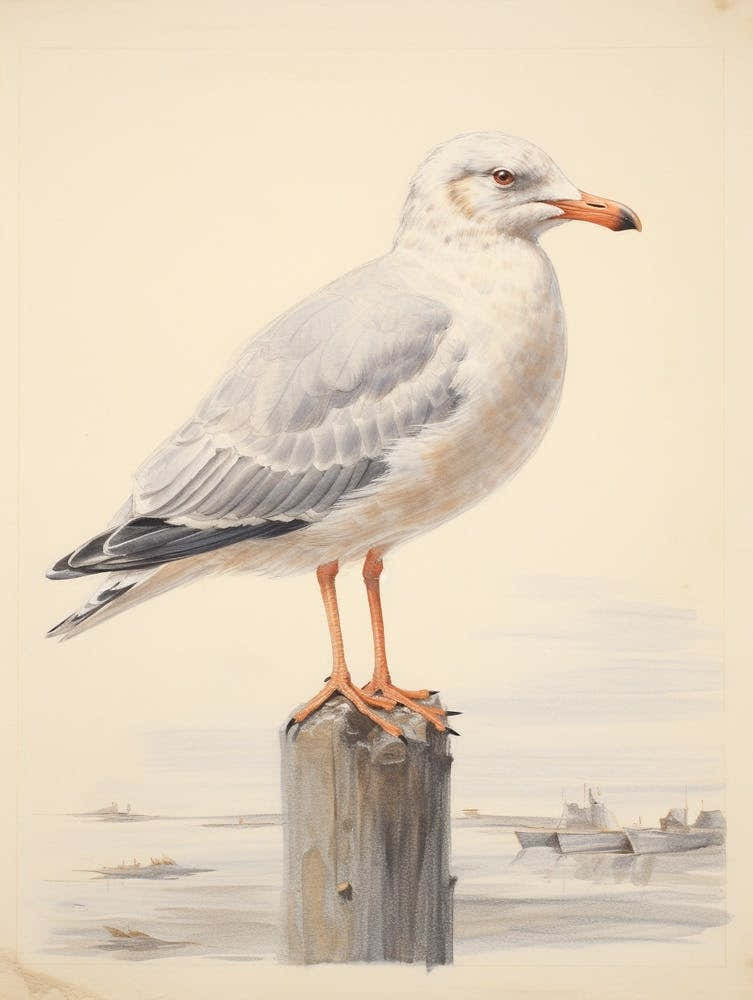 Vintage Bird Drawing Seagull 1