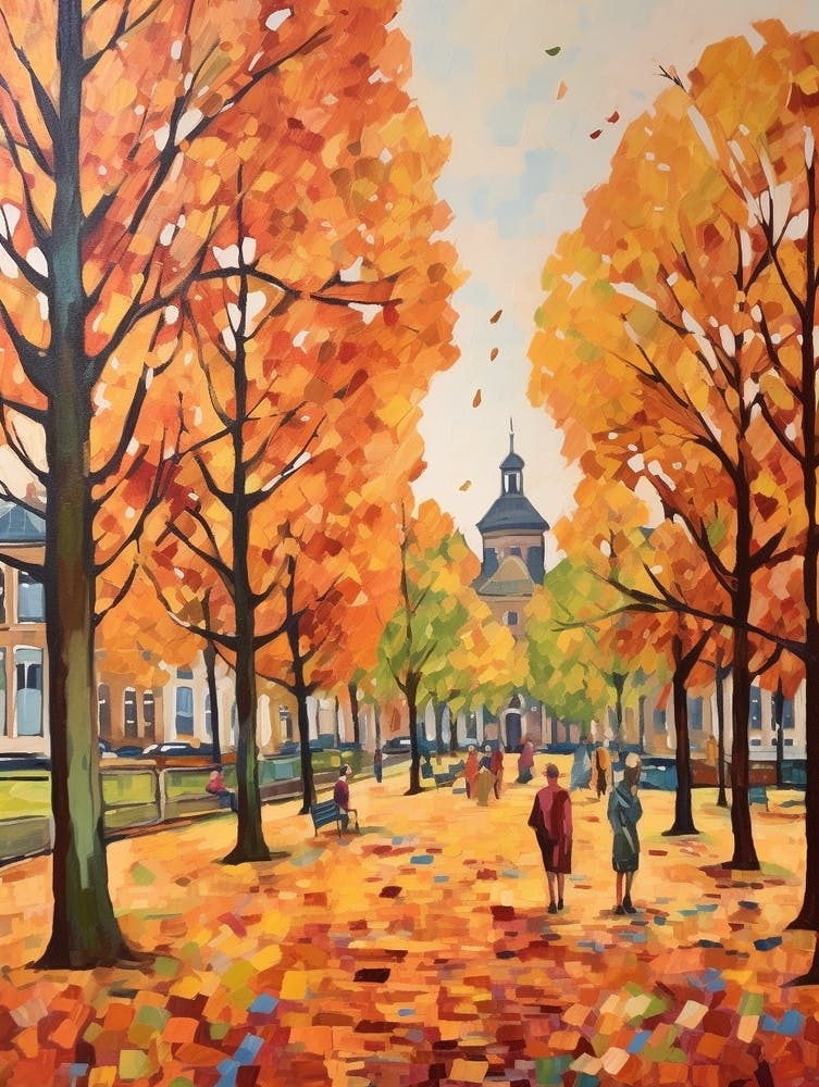 Autumn City Park Painting Westerpark Amsterdam Netherlands 1