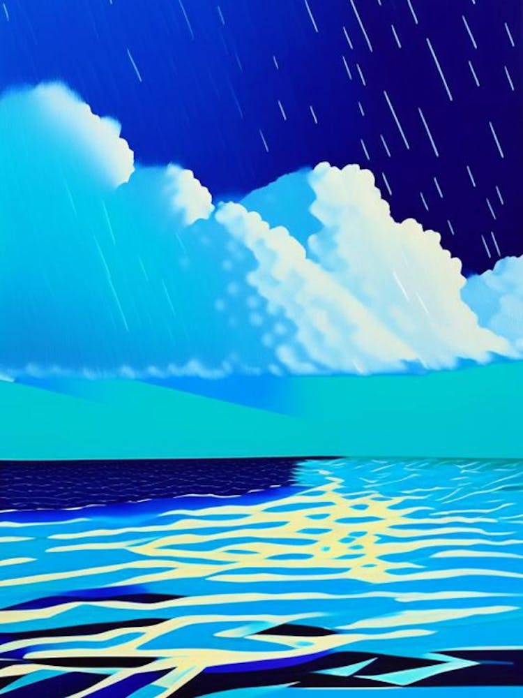 Stormy Weather Waterscape Colourful Pop Art 1