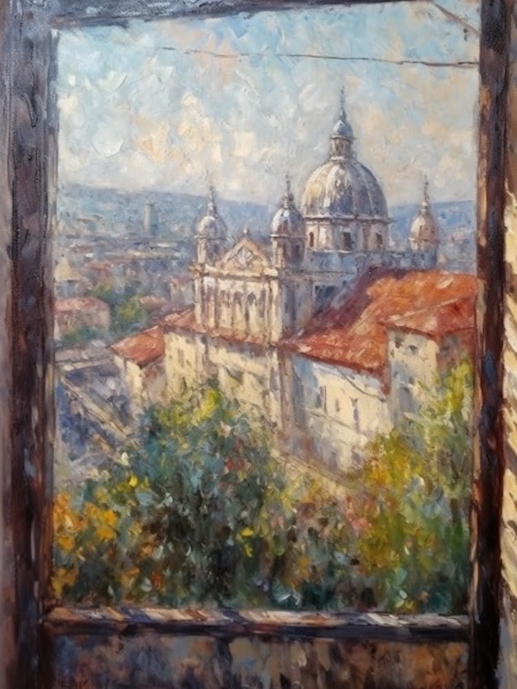 Window View Of Budapest Hungary Impressionism Style 3