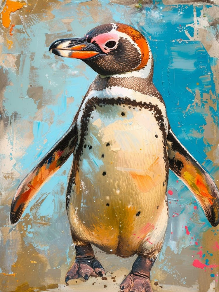 Galapagos Penguin Isabela Island Colour Block Painting 2