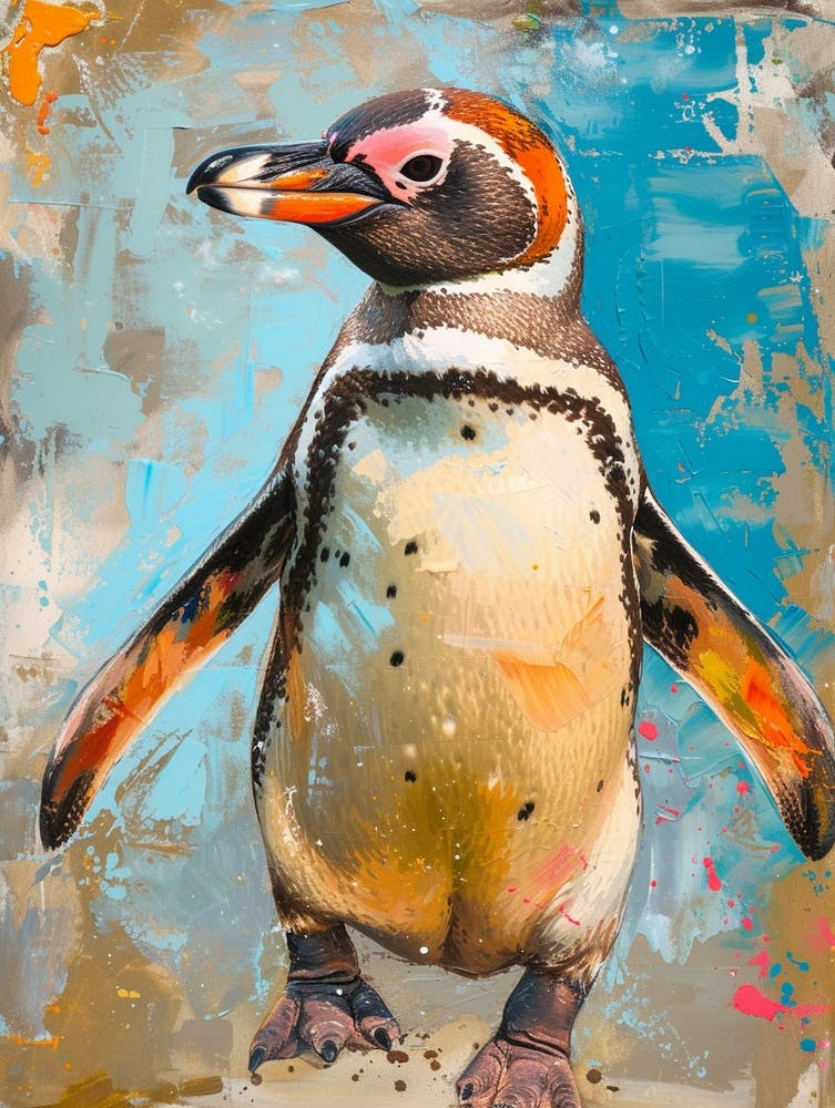 Galapagos Penguin Isabela Island Colour Block Painting 2