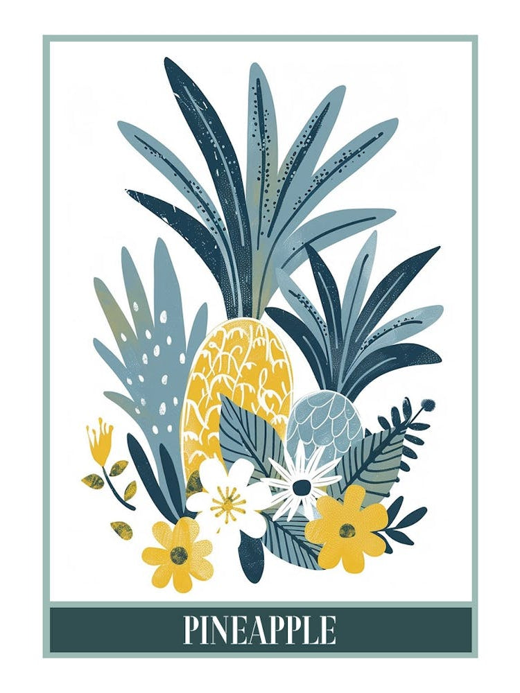 Pineapple Tree Illustration Flat 1 Poster