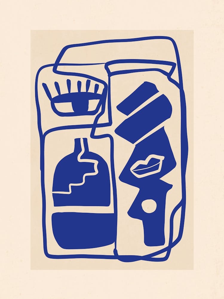 Modern Abstract Minimal Shapes 53 Cobalt Blue