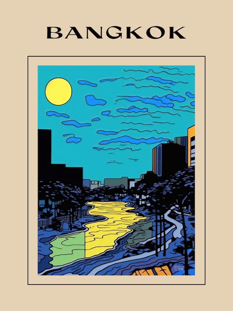 Minimal Design Style Of Bangkok, Thailand 3 Poster