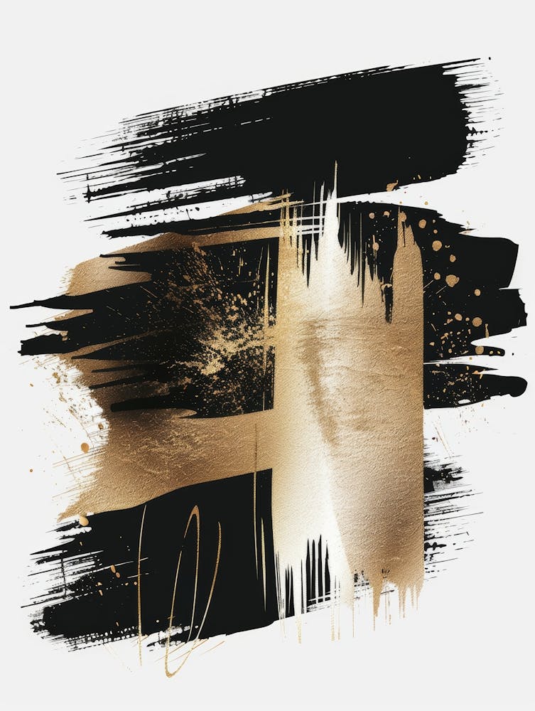 Gold And Black Abstract Painting 52
