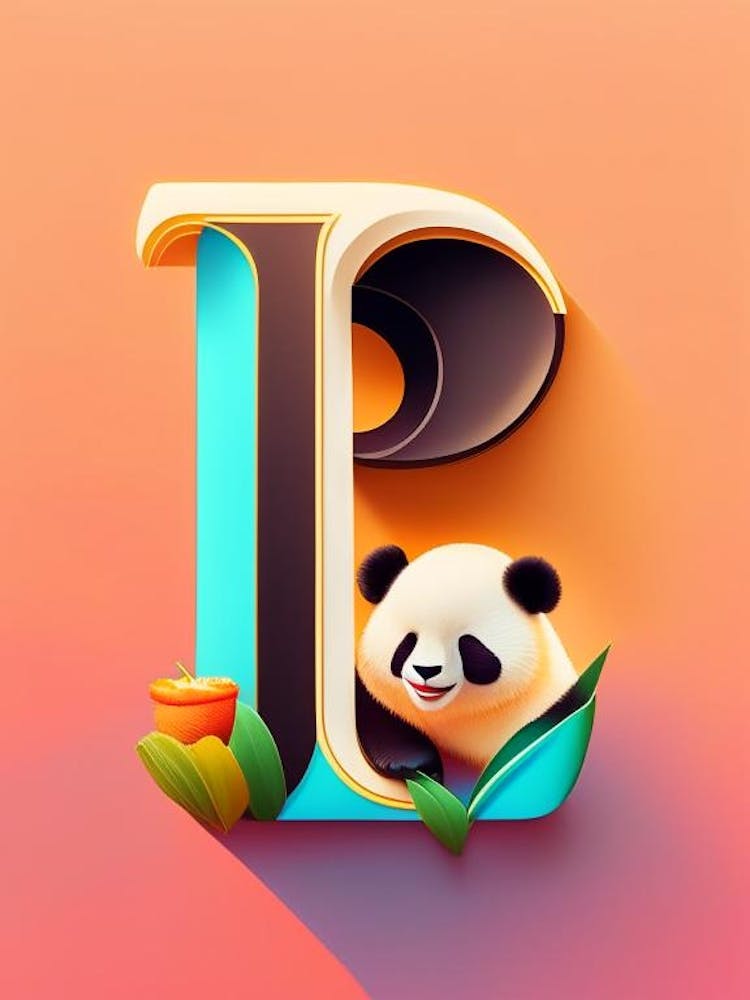 P  Panda, Letter, Alphabet Pop Art Matisse