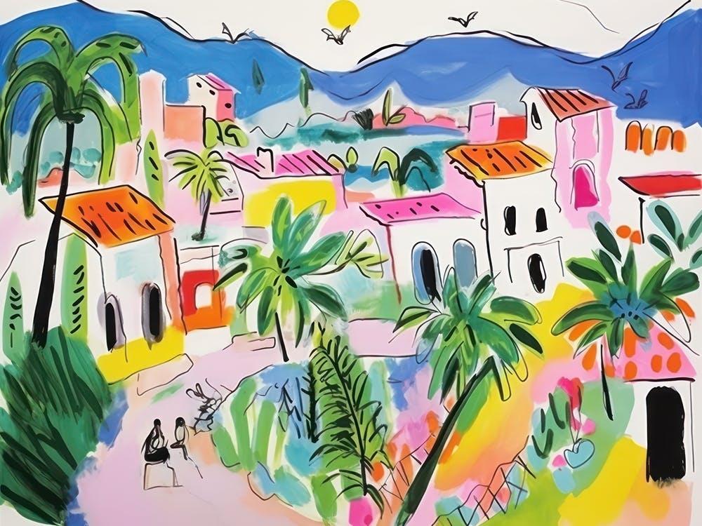 Reggio Calabria Italy Niedliche Aquarell-Illustration 3