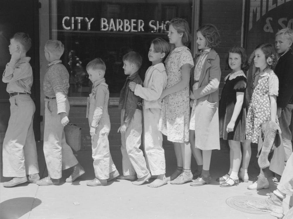 Schoolchildren Waiting In Line To Go To The Movies, San Augustine, Texas By Russell Lee 1