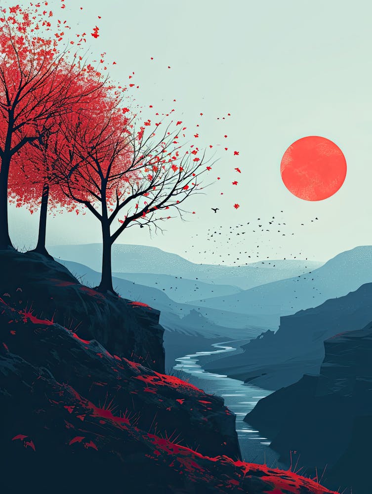Red Trees In The Valley, Minimalism