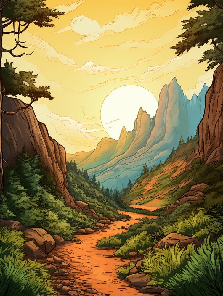 Kalalau Trail Hawaii 3 Vintage Travel Illustration