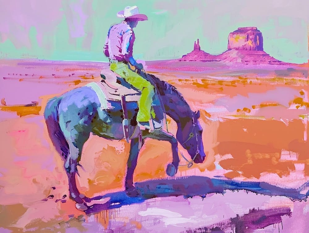 Neon Cowboy In Monument Valley Arizona 1 Painting