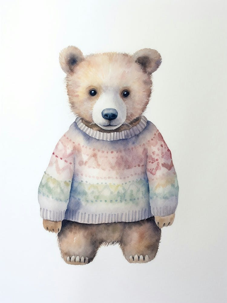 Baby Animal Watercolour Bear 3