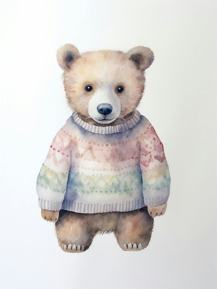 Baby Animal Watercolour Bear 3