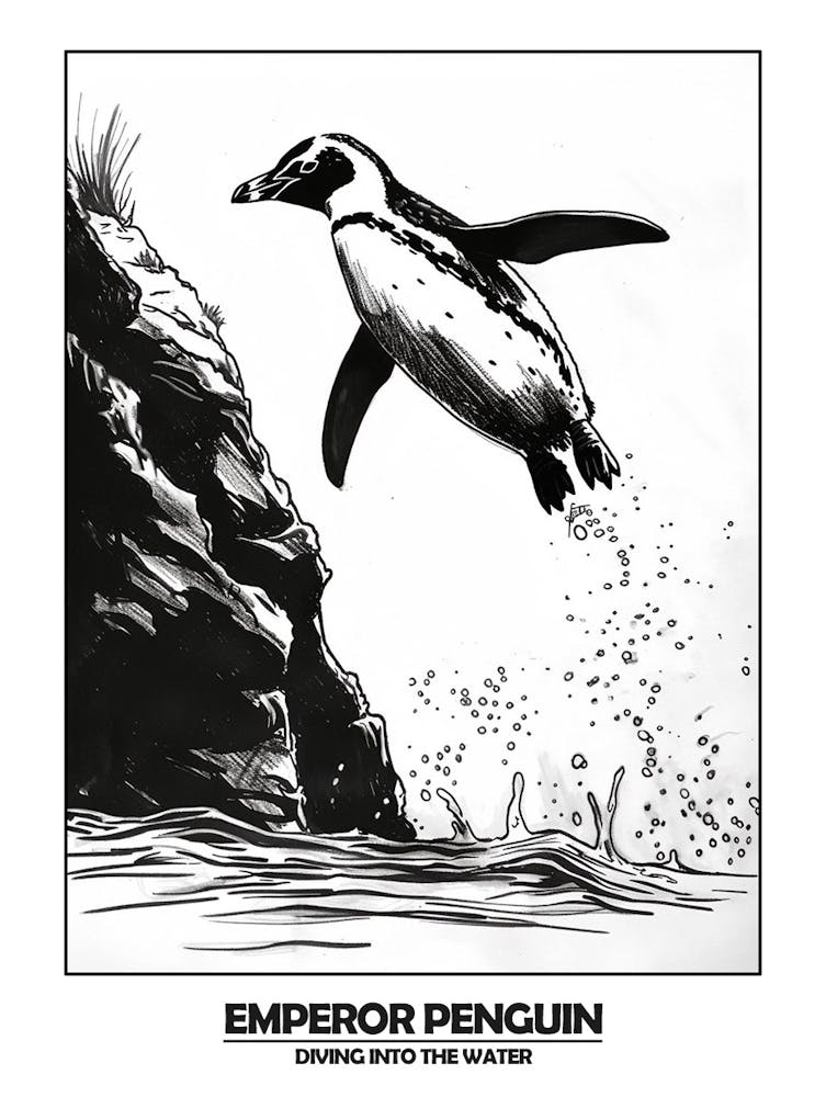 Penguin Diving Into The Water Poster 5