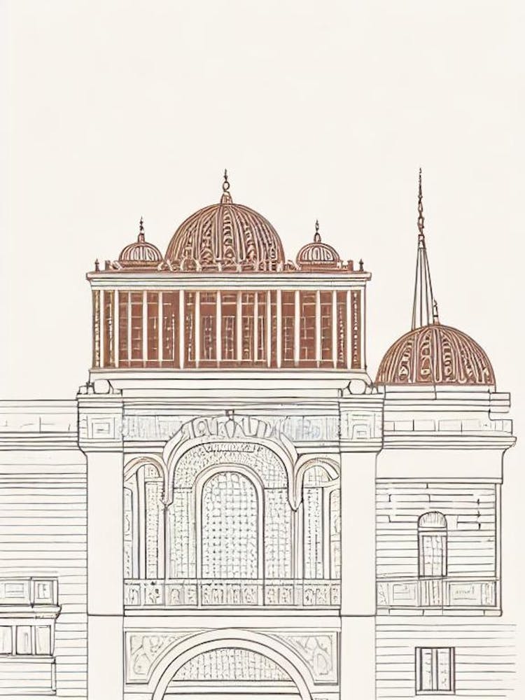 Dolmabahce Palace Istanbul Boho Landmark Illustration