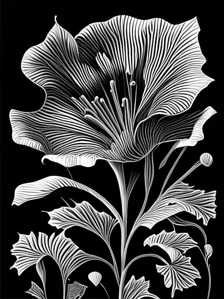 Poppy Leaf Linocut 2