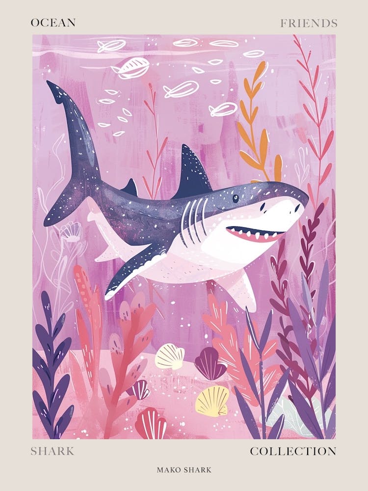 Purple Mako Shark Illustration 1 Poster