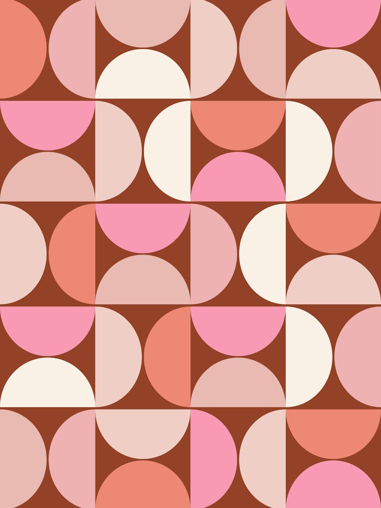 Mid Century Modern Brown Pink And Orange