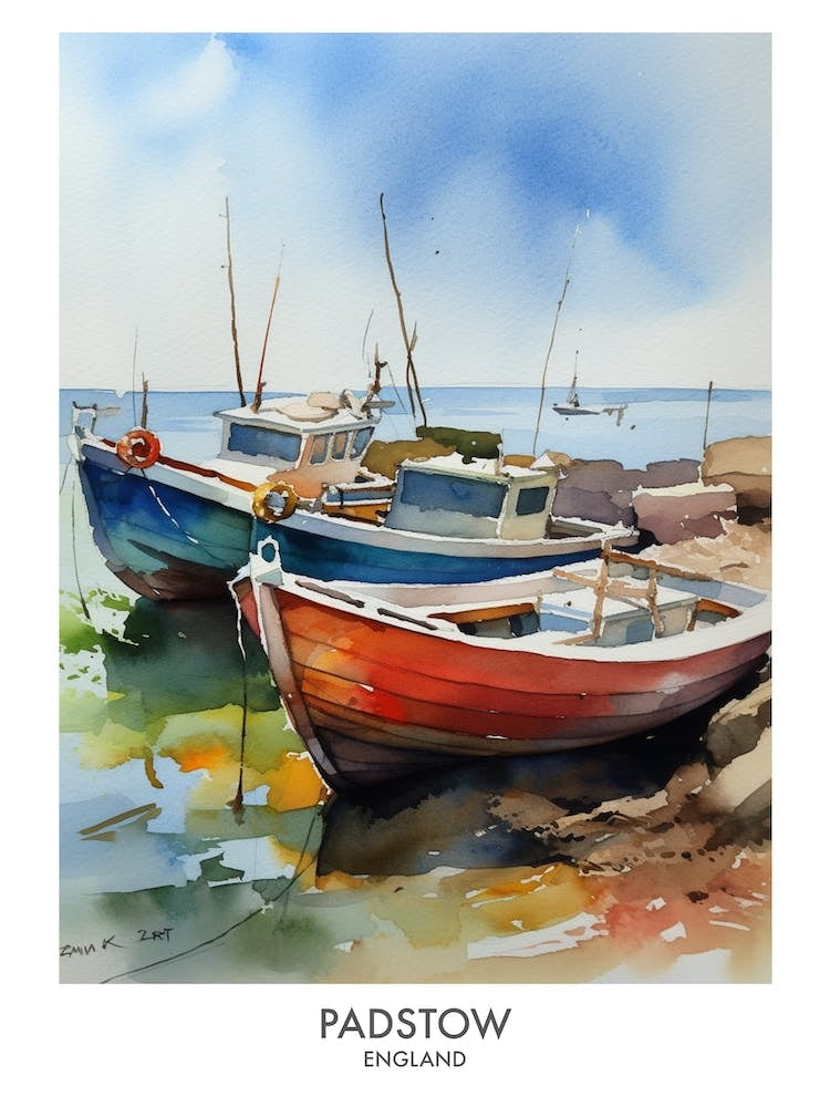 Padstow 1 Watercolour Travel Poster