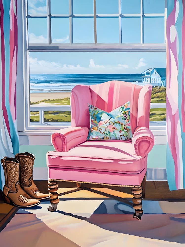 Pink Chair At The Beach 2
