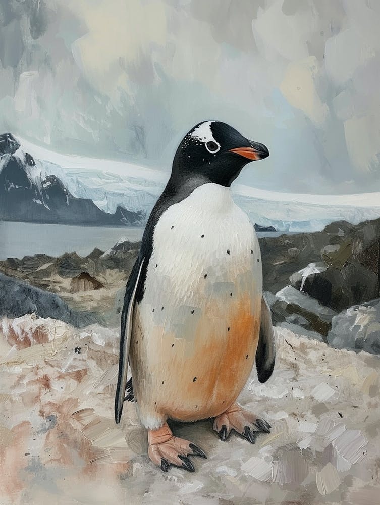 Adlie Penguin Deception Island Oil Painting 2