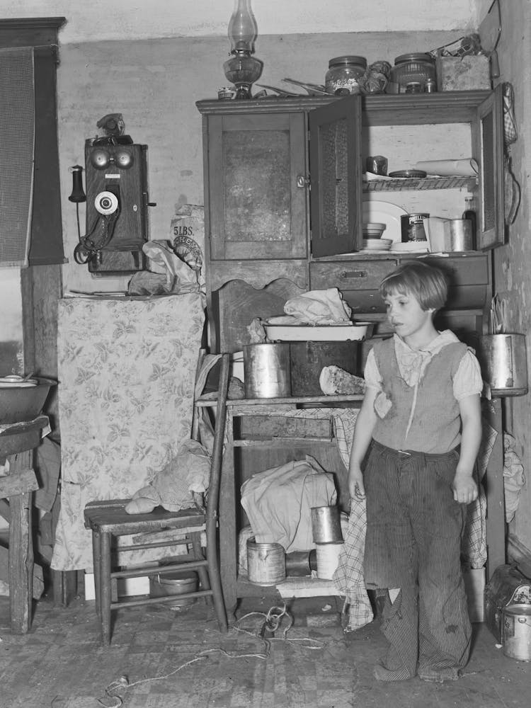 Girl In Corner Of Kitchen Of John Baker S Farm Home, Divide County, North Dakota By Russell Lee