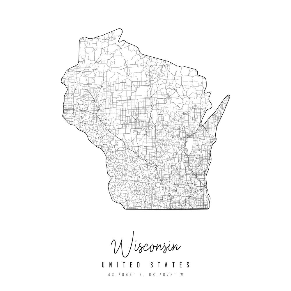 Wisconsin Minimal Street Map Square