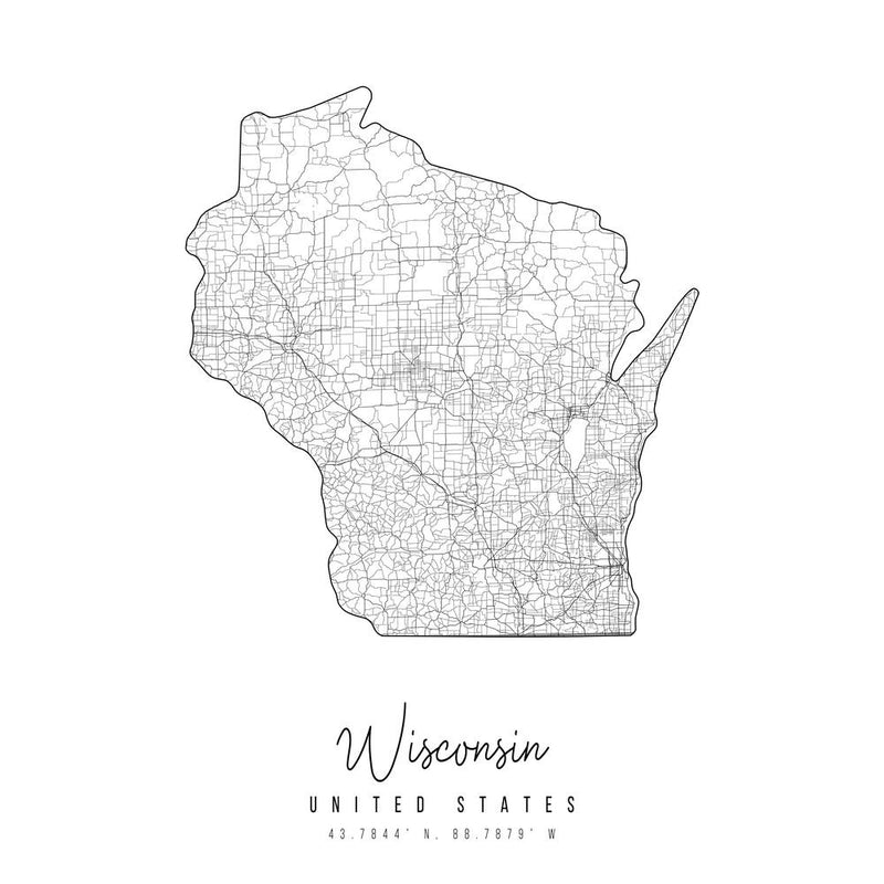 Wisconsin Minimal Street Map Square