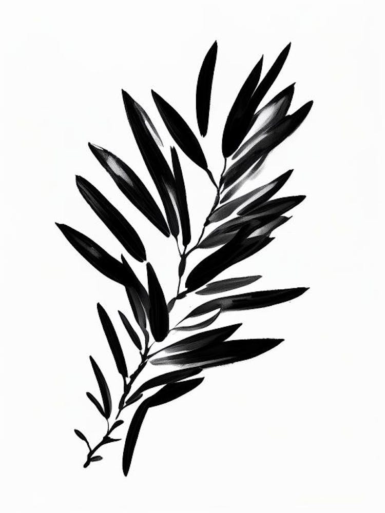 Olive Branch Symbol Black And White Painting