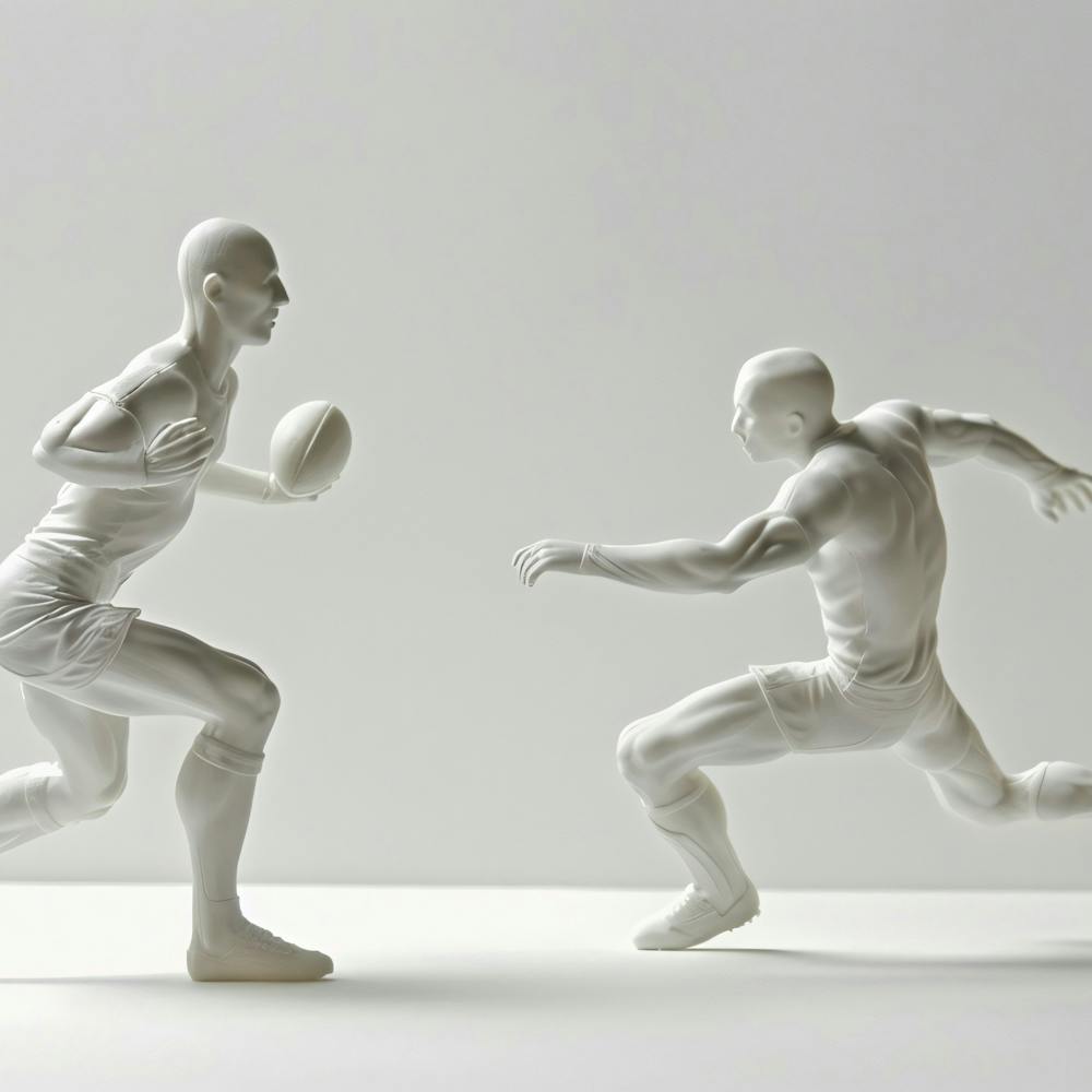 Two Men Playing Rugby