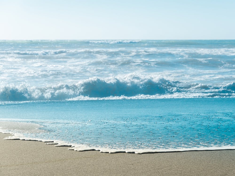 Perfect Aqua Ocean Waves On The Beach