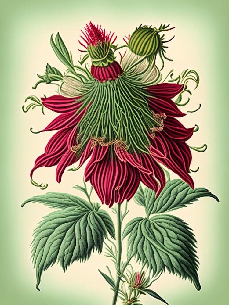 Bee Balm Wildflower Vintage Botanical 1