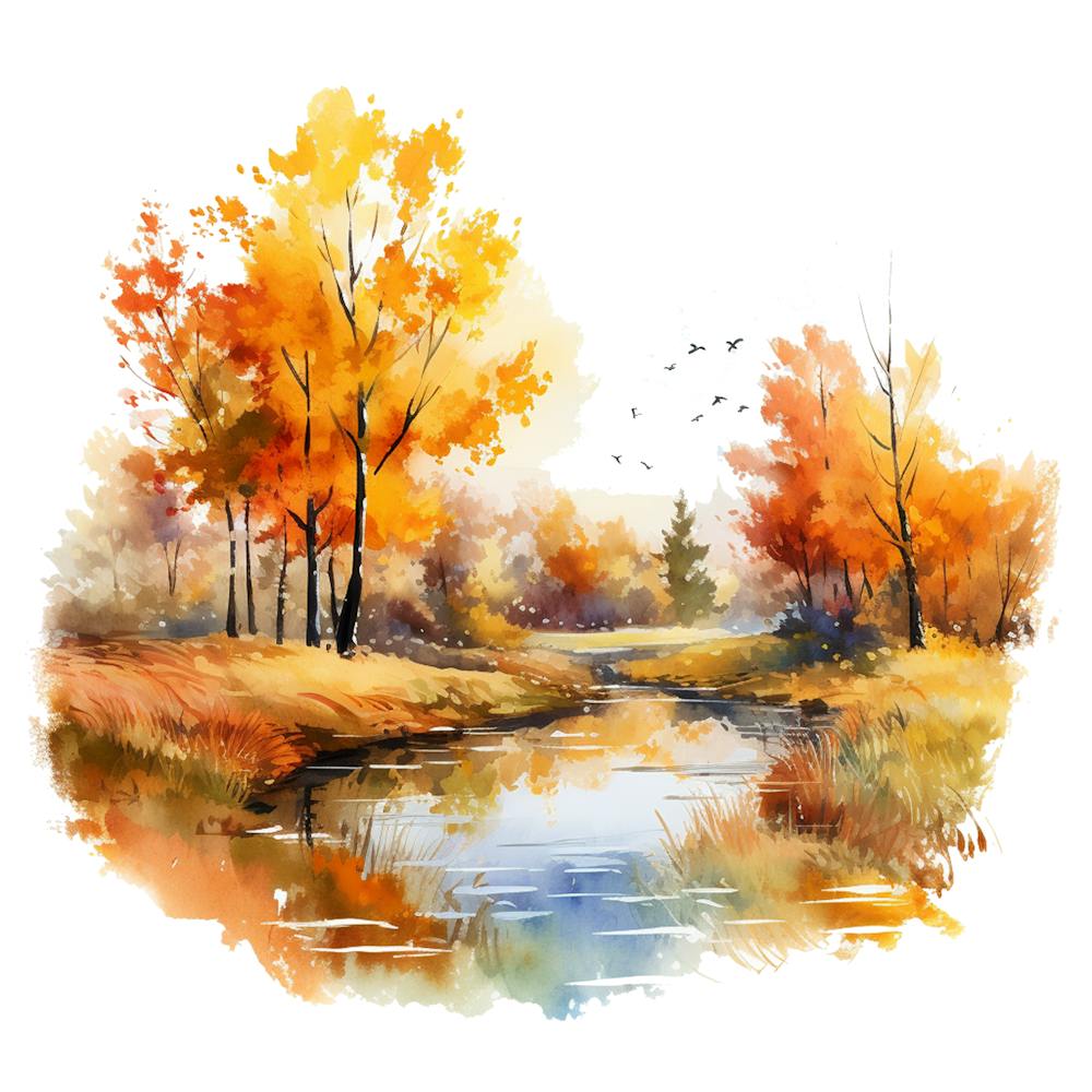 Watercolor Autumn Landscape 3