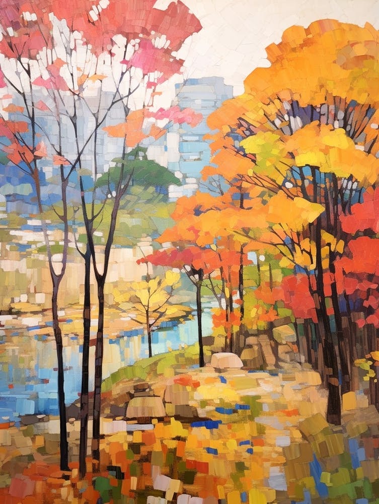 Autumn City Park Painting Hangang Park Seoul 3