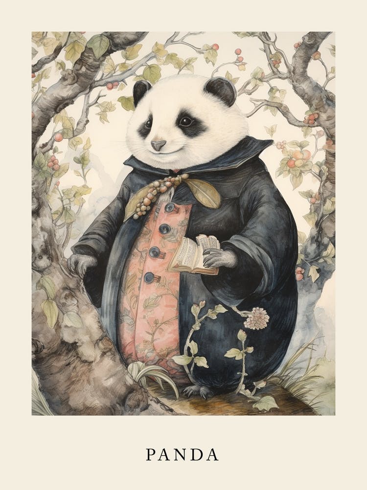 Beatrix Potter Inspired  Animal Watercolour Panda 1