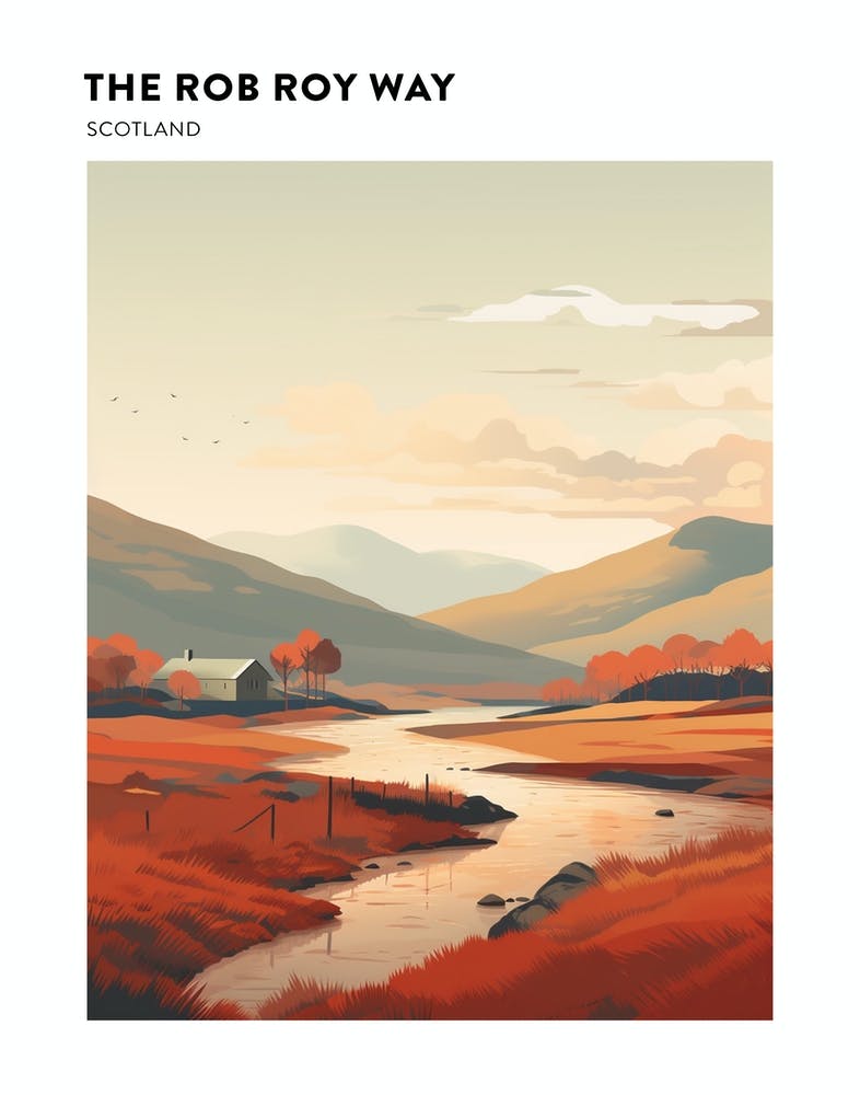 The Rob Roy Way Scotland 3 Hiking Trail Landscape Poster