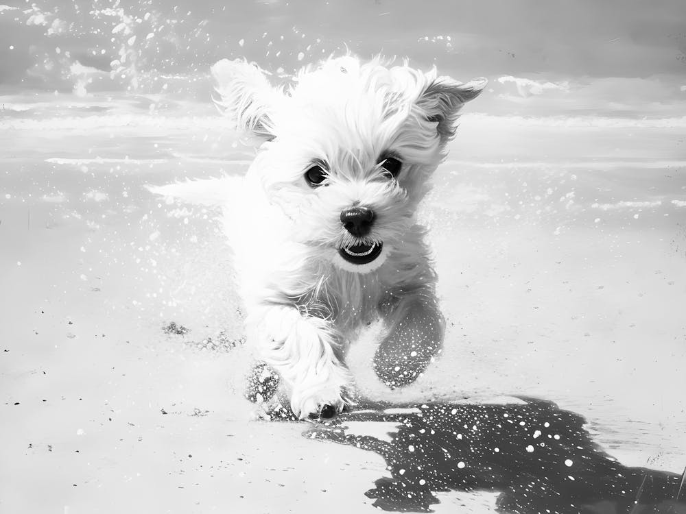 White Dog On The Beach