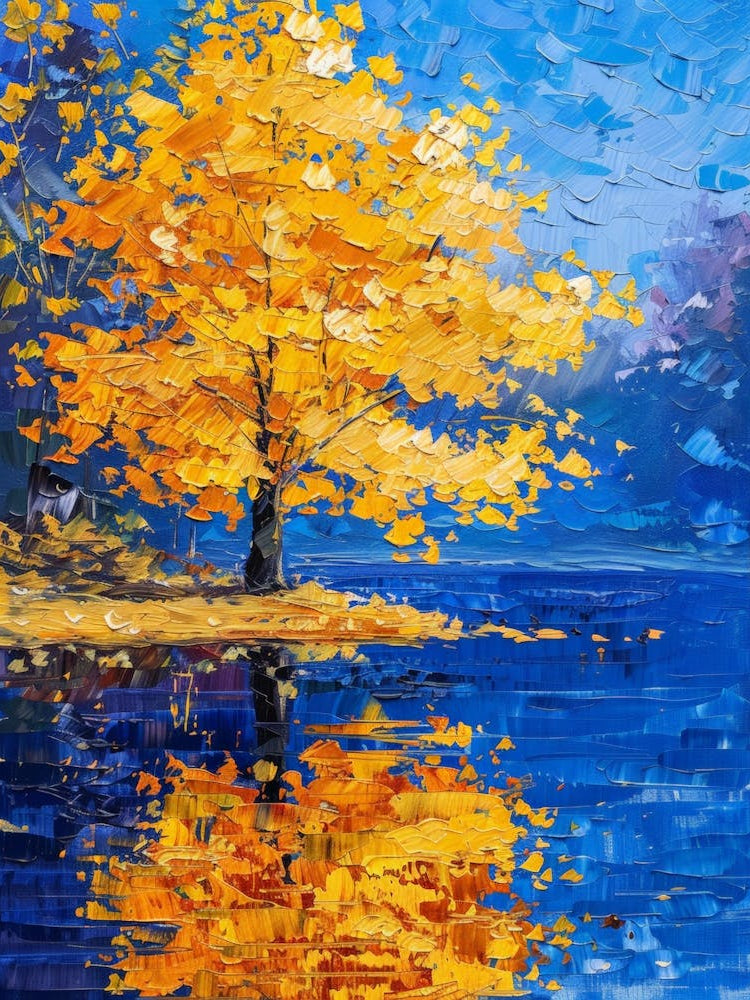 Autumn Tree By The Lake 2