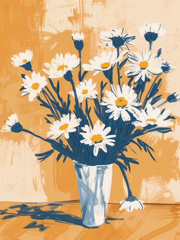 Daisy Flowers On A Table   Contemporary Illustration 2