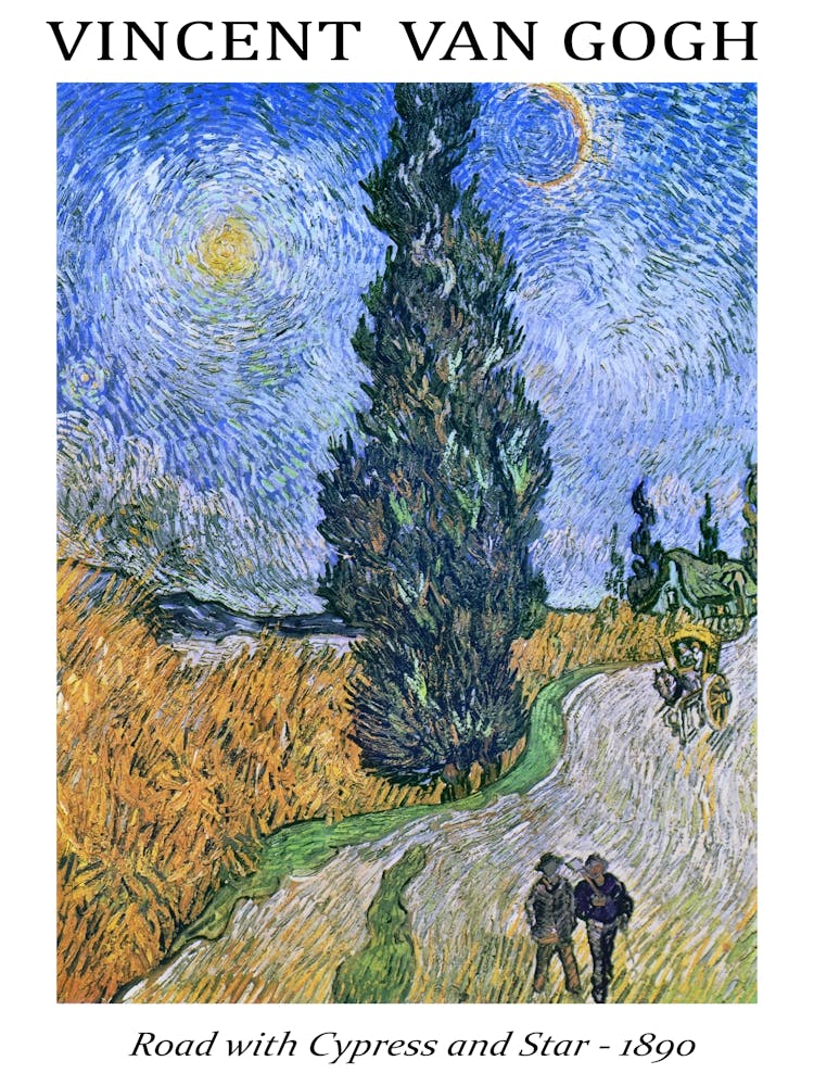 Vincent Van Gogh Road With Cypress And Star (1890) Poster
